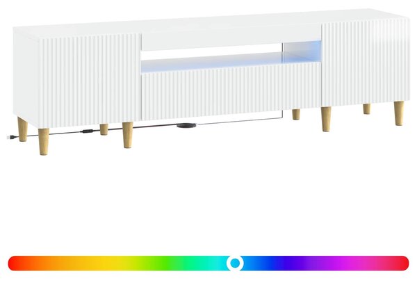 VidaXL LED TV szekrény Magasfényű Fehér Szerelt Fa