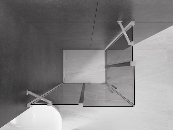 Mexen Velar Duo, zuhanykabin tolóajtóval 90 x 80 cm, 8mm szürke üveg, króm, 871-090-080-42-01