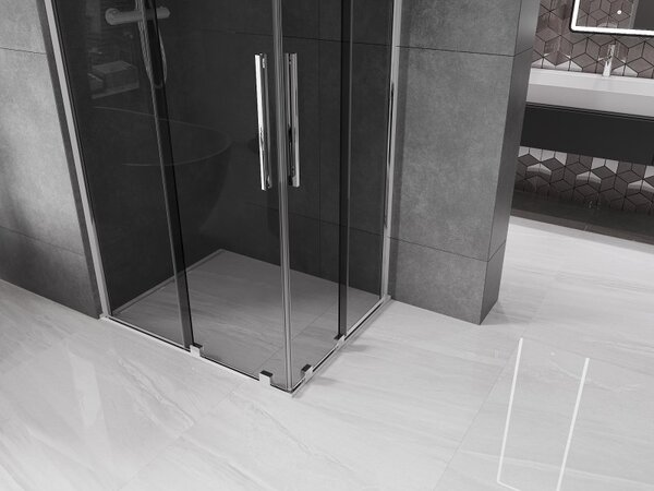 Mexen Velar Duo, zuhanykabin tolóajtóval 90 x 80 cm, 8mm szürke üveg, króm, 871-090-080-42-01