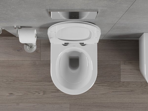 Mexen Rico falra akasztható WC Perem nélküli WC ülőkével Vékony hőre keményedő, fehér - 30720100