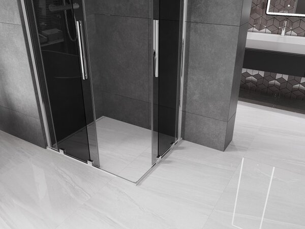 Mexen Velar Duo, zuhanykabin tolóajtóval 90 x 80 cm, 8mm szürke üveg, króm, 871-090-080-42-01