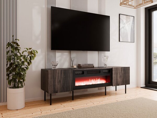 TV szekrény/asztal elektromos kandallóval Orlandio 180 (warmia dió)