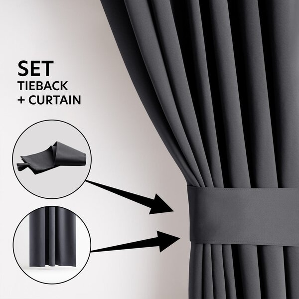 Sötétszürke dimout (részleges sötétítő) függöny 140x245 cm Kierra – Restilo