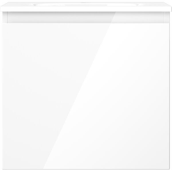 Mexen Orio, fürdőszobaszekrény 50 cm Vela mosdóval, 1 fiókkal, fényes fehér, 91A10-05047-1-BF00-W23M00