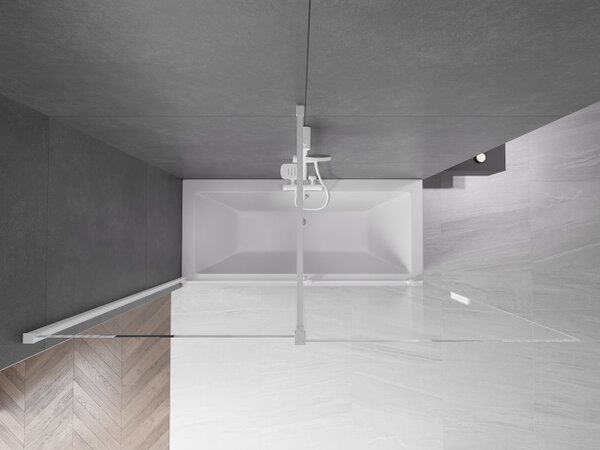 Mexen Velar, 2 szárnyas eltolható kádparaván 180 x 150 cm, 8mm átlátszó üveg, fehér profil, 896-180-000-01-20