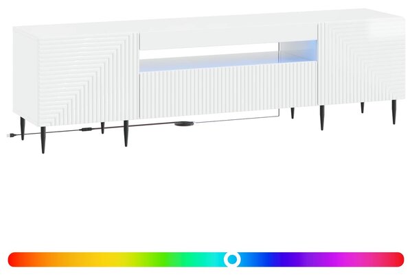 VidaXL LED TV szekrény Magasfényű Fehér Szerelt Fa