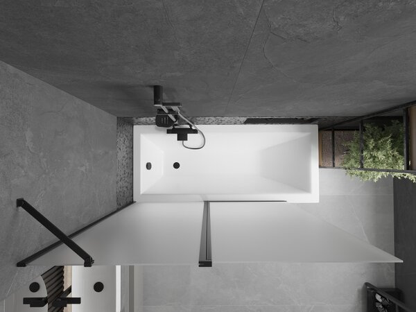 Mexen Flip, 1 szárnyú kádparaván 140 x 150 cm, 6 mm-es mattüveg, fekete profil, 894-140-101-70-30