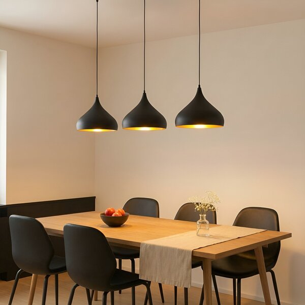 Függőlámpa Lindby, Elamira, dimmable, Fekete, Nappali, Fém, Modern