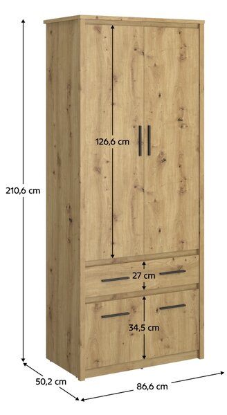 Ruhásszekrény IRON (artisan tölgy)