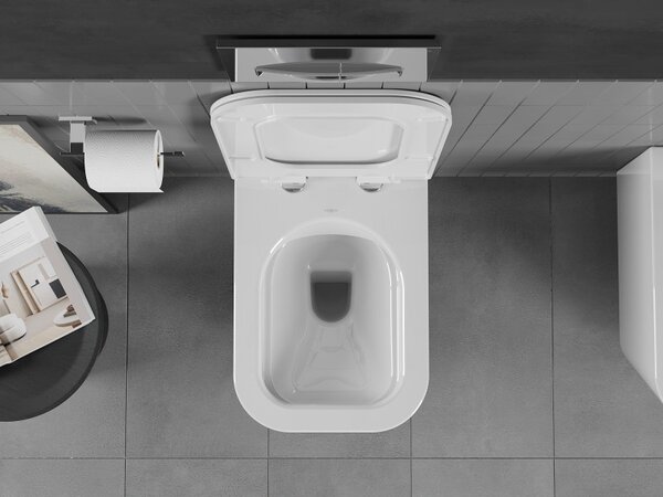 Mexen Teo Rimless WC csésze lassan csukódó, vékony duroplast WC-ülőkével, fehér fényes - 30850700