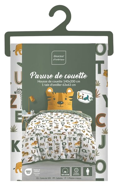 Egyszemélyes pamut gyerek ágyneműhuzat 140x200 cm Tigry – douceur d'intérieur