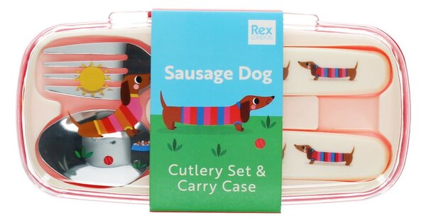 Rozsdamentes acél gyerek evőeszköz 2 db-os Sausage Dog – Rex London