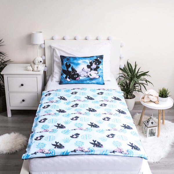 Kék pamut gyerek ágyneműhuzat babaágyhoz 100x135 cm How to Train Your Dragon "Babies" – Jerry Fabrics