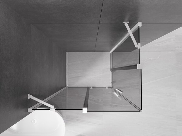 Mexen Velar Duo, zuhanykabin tolóajtóval 90 x 80 cm, 8mm szürke üveg, fehér matt, 871-090-080-42-20