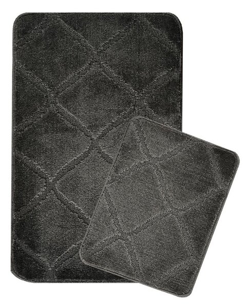 Antracitszürke fürdőszobai kilépő szett 2 db-os 50x80 cm Cizgili – Foutastic