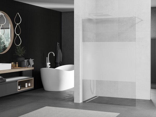 Mexen Kioto, Walk-In zuhany paraván 70 x 200 cm, 8mm átlátszó / jegesedés üveg, fehér profil, 800-070-101-20-35