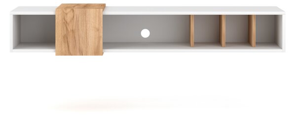 SONDA TV asztal, 150x25x35, fehér/arany craft tölgy
