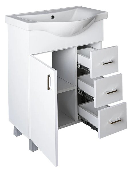 VivaStyle BIANKA 65 lábon álló fürdőszobabútor 3 fiókos Sanovit ALBATROS10065 mosdóval 64,5x46,5cm