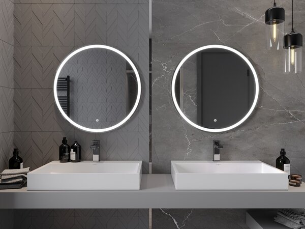Mexen Gobi, LED kör alakú fürdoszobai tükör háttérvilágítással 70 cm, 6000K, páramentes, 9801-070-070-611-00