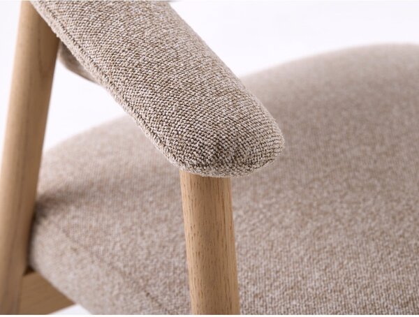 Bézs tölgyfa karfás étkezőfotel szett 2 db-os Elk – Unique Furniture