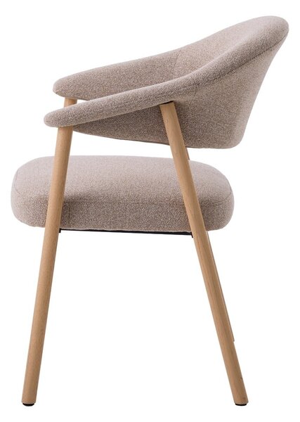 Bézs tölgyfa karfás étkezőfotel szett 2 db-os Elk – Unique Furniture