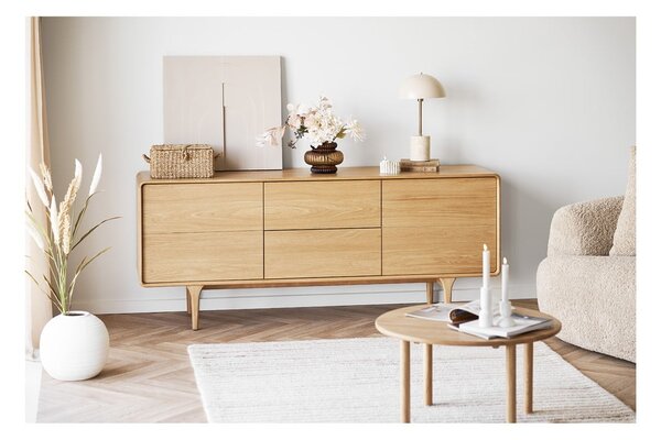 Natúr színű tölgyfa kerek dohányzóasztal ø 70 cm Jena – House Nordic