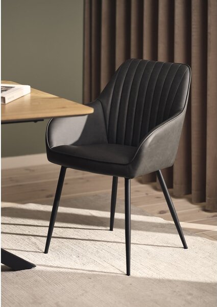 Sötétszürke kárpitozott karfás étkezőfotel szett 2 db-os Nolan Stripe – Unique Furniture