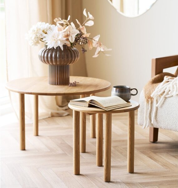 Natúr színű tölgyfa kerek dohányzóasztal ø 70 cm Jena – House Nordic
