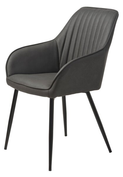 Sötétszürke kárpitozott karfás étkezőfotel szett 2 db-os Nolan Stripe – Unique Furniture