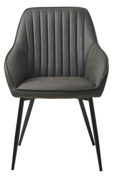 Sötétszürke kárpitozott karfás étkezőfotel szett 2 db-os Nolan Stripe – Unique Furniture
