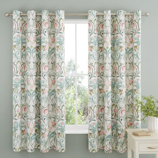 Zöld-rózsaszín függöny szett 2 db-os 168x183 cm Clarence Floral – Catherine Lansfield