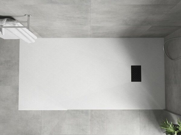 Mexen Hugo, téglalap alakú zuhanytálca SMC 170 x 80 cm, fehér, fekete huzat, 42108017-B