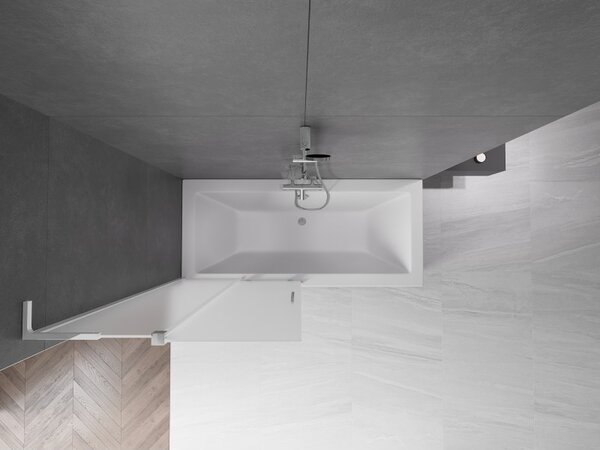 Mexen Velar L, 2 szárnyas eltolható kádparaván 90 x 150 cm, 8 mm mattüveg, króm, 896-090-003-31-01