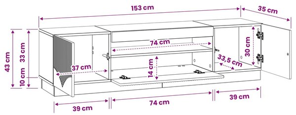 VidaXL LED TV szekrény Sonoma Tölgy Szerelt Fa