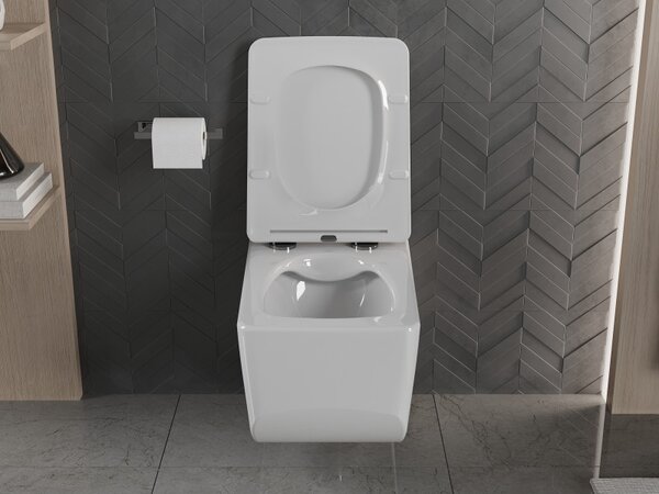 Mexen Vera, falra akasztható WC Rimless 51 x 36 cm, lassan eső ülőfelülettel duroplasztból, fehér, 30164000