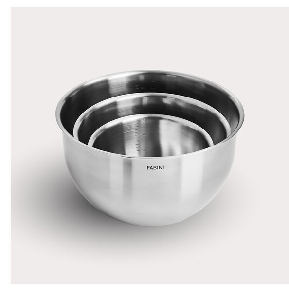 Ezüstszínű rozsdamentes acél tál szett 3 db-os ø 24 cm Lucca 3.0 – FABINI