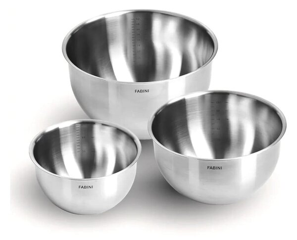 Ezüstszínű rozsdamentes acél tál szett 3 db-os ø 24 cm Lucca 3.0 – FABINI