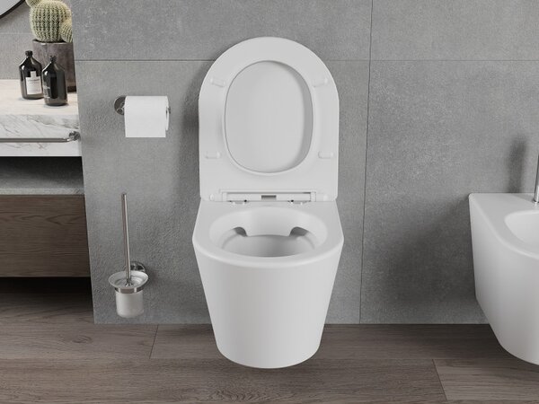 Mexen Rico Rimless függő WC + vékony, lassan eső hőre keményedő ülőke, fehér matt, 30724001