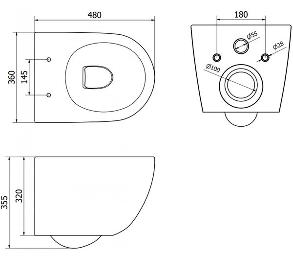 Mexen Lena, függő wc csésze 480x360x355 mm, lassan süllyedő ülőfelülettel, fekete matt - arany mintás, 30224079
