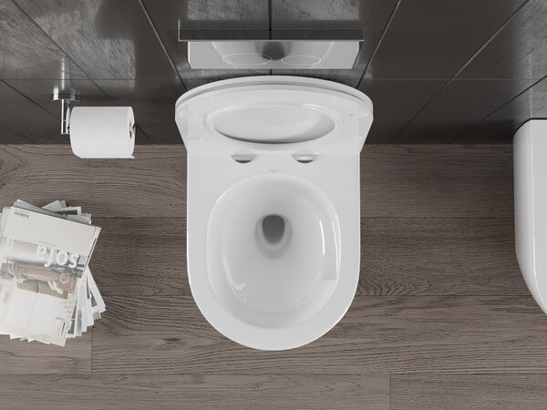 Mexen Carmen, falra akasztható wc csésze 490x365x340 mm, Perem nélküli Tornado + SLIM duroplast wc ülőke, fényes fehér, 30880500