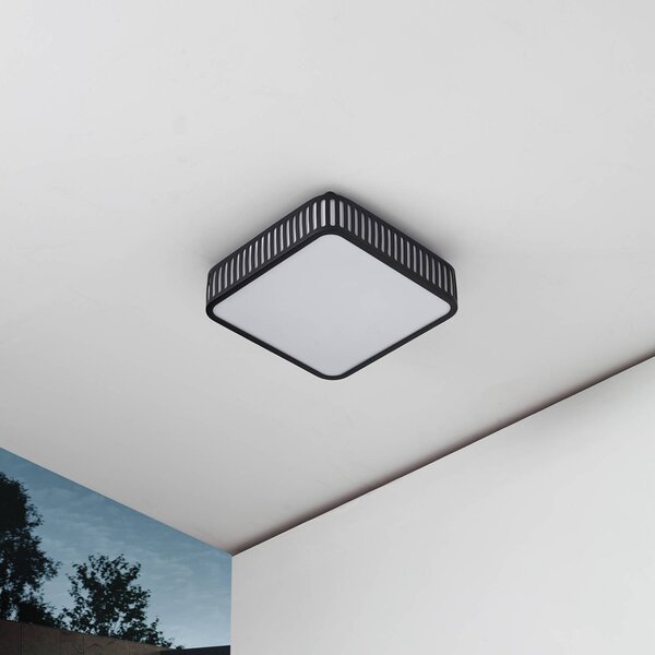 Lindby LED kültéri mennyezeti lámpa Lurinda, 26 cm fekete, IP44, Fekete, Alumínium, Modern