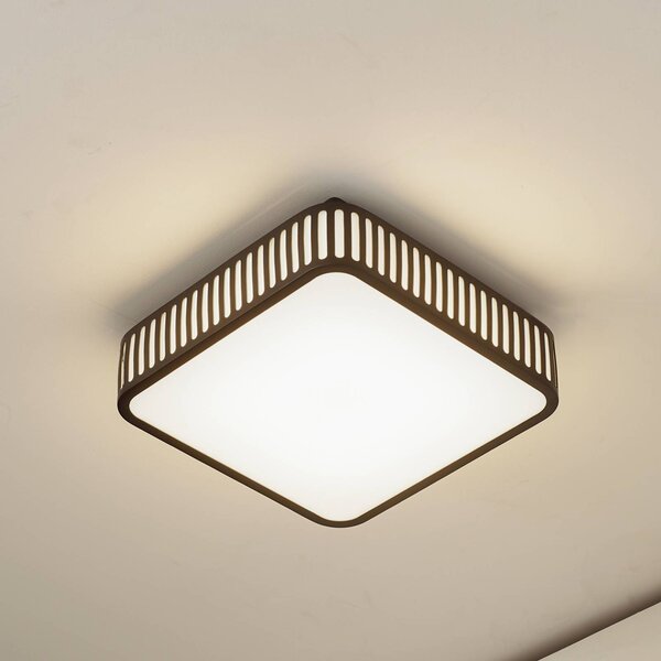 Lindby LED kültéri mennyezeti lámpa Lurinda, 26 cm fekete, IP44, Fekete, Alumínium, Modern