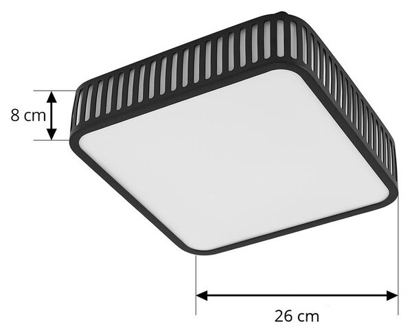 Lindby LED kültéri mennyezeti lámpa Lurinda, 26 cm fekete, IP44, Fekete, Alumínium, Modern