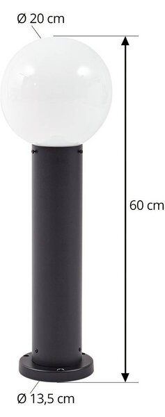 Lindby Dangan talapzati világítás, fekete/fehér, magasság 60 cm, üveg, dimmelhető, Fehér / opál, Üveg, Modern