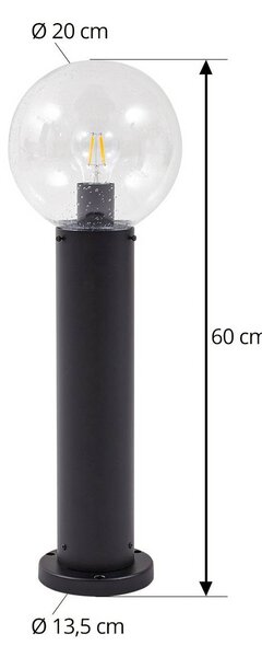 Lindby Dangan talapzati világítás, fekete/átlátszó, magasság 60 cm, üveg, dimmelhető, Tiszta / átlátszó, Üveg, Modern