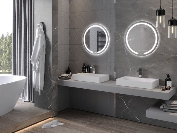 Mexen Rose, LED fürdoszobai tükör háttérvilágítással 60x60 cm, 6000K, páramentes, 9810-060-060-611-00