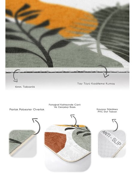 Zöld bársony fürdőszobai kilépő szett 2 db-os 60x100 cm Illustrated Autumn – Mila Home