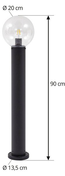Lindby Danganösvény világítás, fekete/átlátszó, magasság 90 cm, üveg, dimmelhető, Üveg, Modern