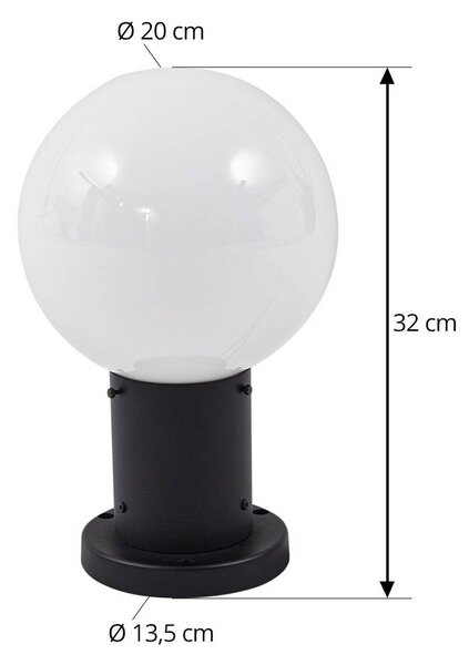 Lindby Dangan talapzati világítás, fekete/fehér, magasság 32 cm, üveg, dimmelhető, Fehér / opál, Üveg, Modern