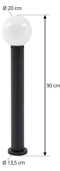 Lindby Dangan osvény világítás, fekete/fehér, magasság 90 cm, üveg, dimmelhető, Fehér / opál, Üveg, Modern